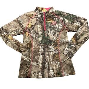 RealTree Xtra Adult Medium Quarter Zip Pullover with Pink Trim